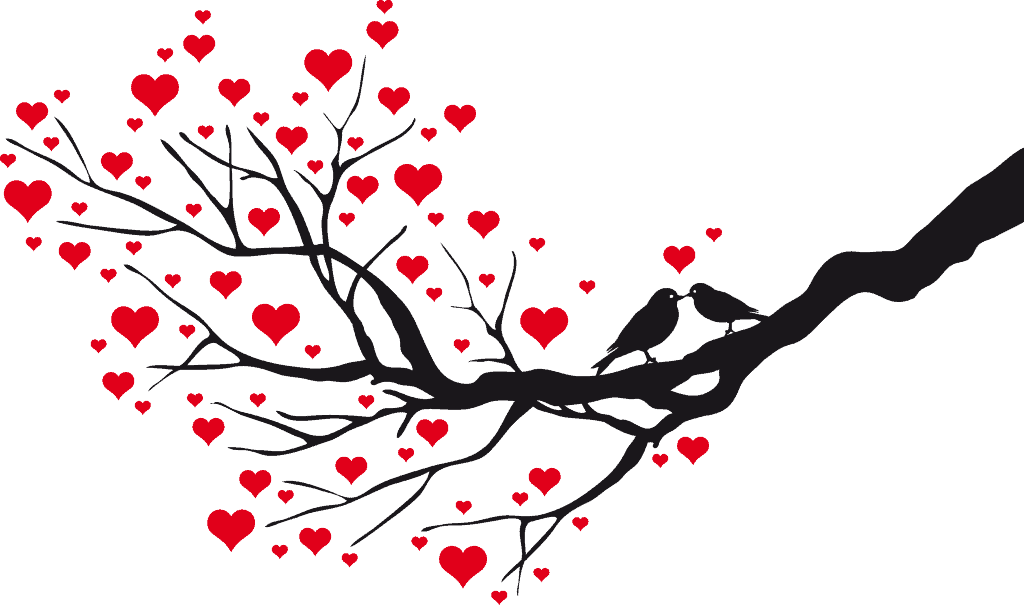 Love birds in a tree of hearts married by mandie
